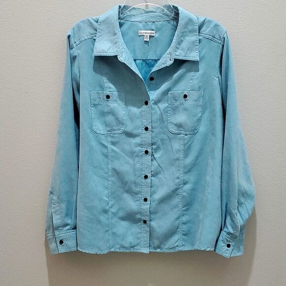 Croft & Barrow Shirt, Sz XL, Blue, Button down, Long Sleeve, Polyester - Picture 7 of 14